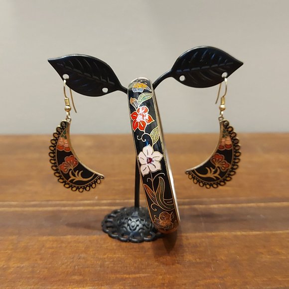 Sakura Flower Bangle & Earrings Set - Picture 1 of 16